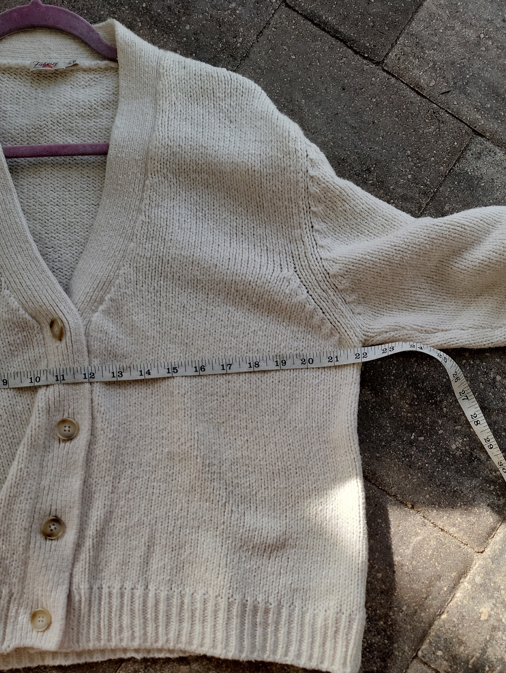 Faherty Cream V-Neck Button Cardigan Sweater Sz XL Boxy Fit Cotton Blend - Picture 8 of 12